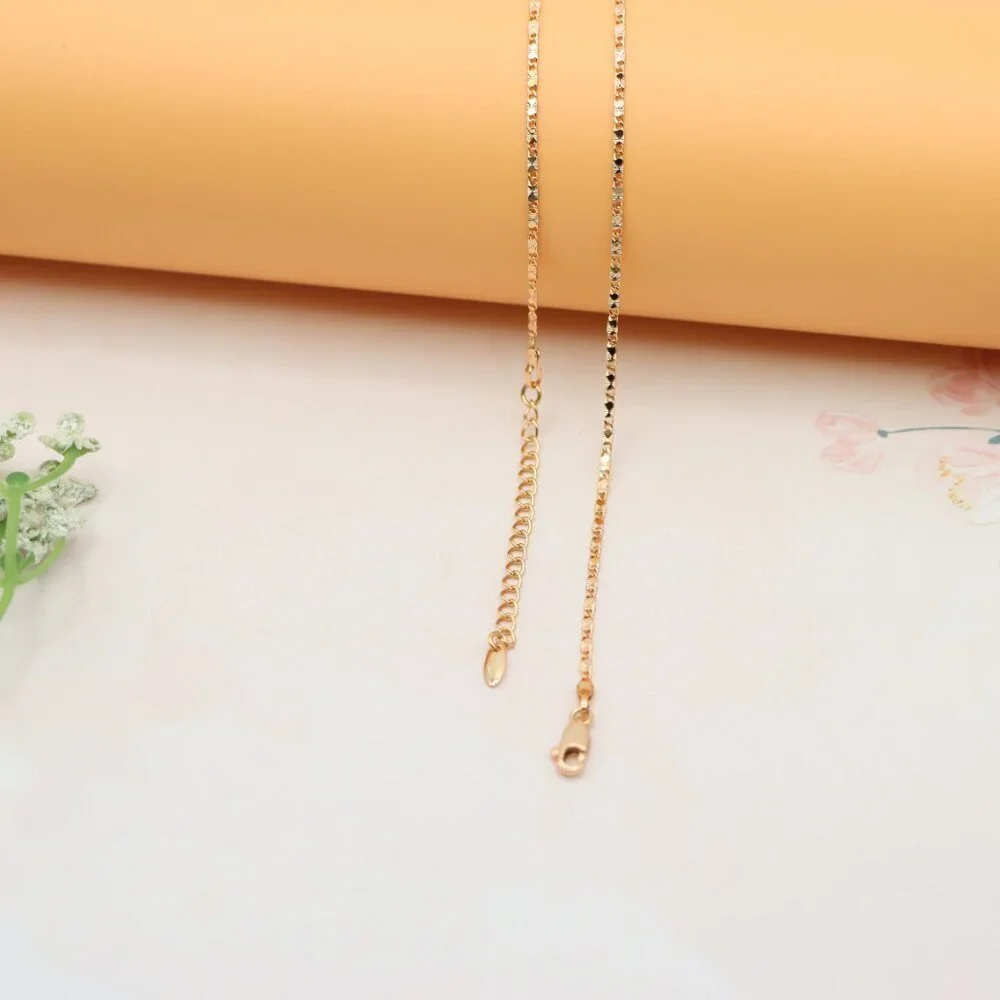 Dainty Diamond-Cut Rose Gold Necklace, Adjustable Chain, XPNL0191
